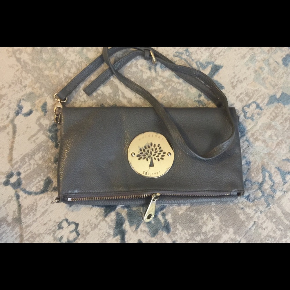 Mulberry London Daria grey Foldover Crossbody bag